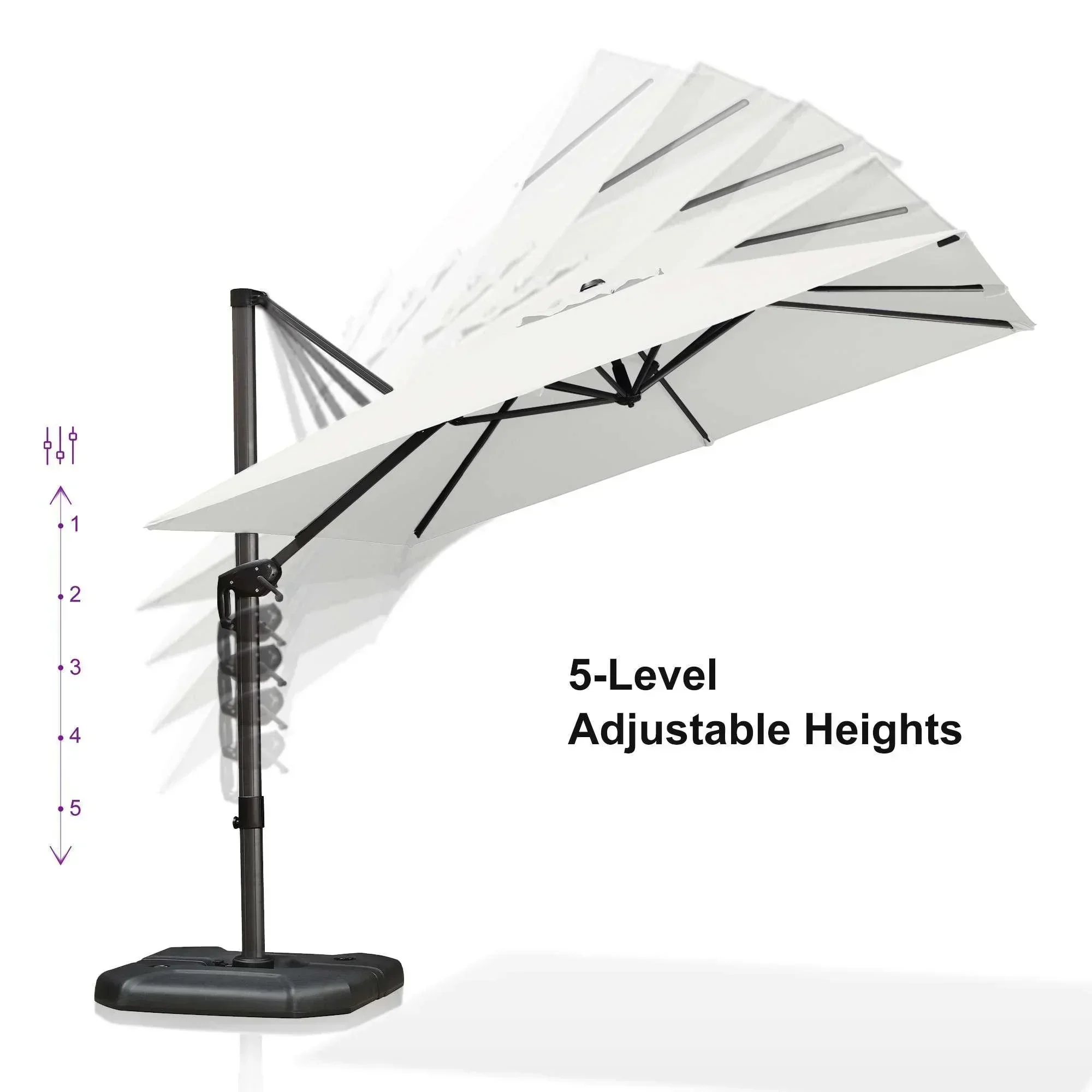 PURPLE LEAF Patio Outdoor Large Umbrella Square and Rectangular Cantilever Yard Sun Umbrellas - Image 86