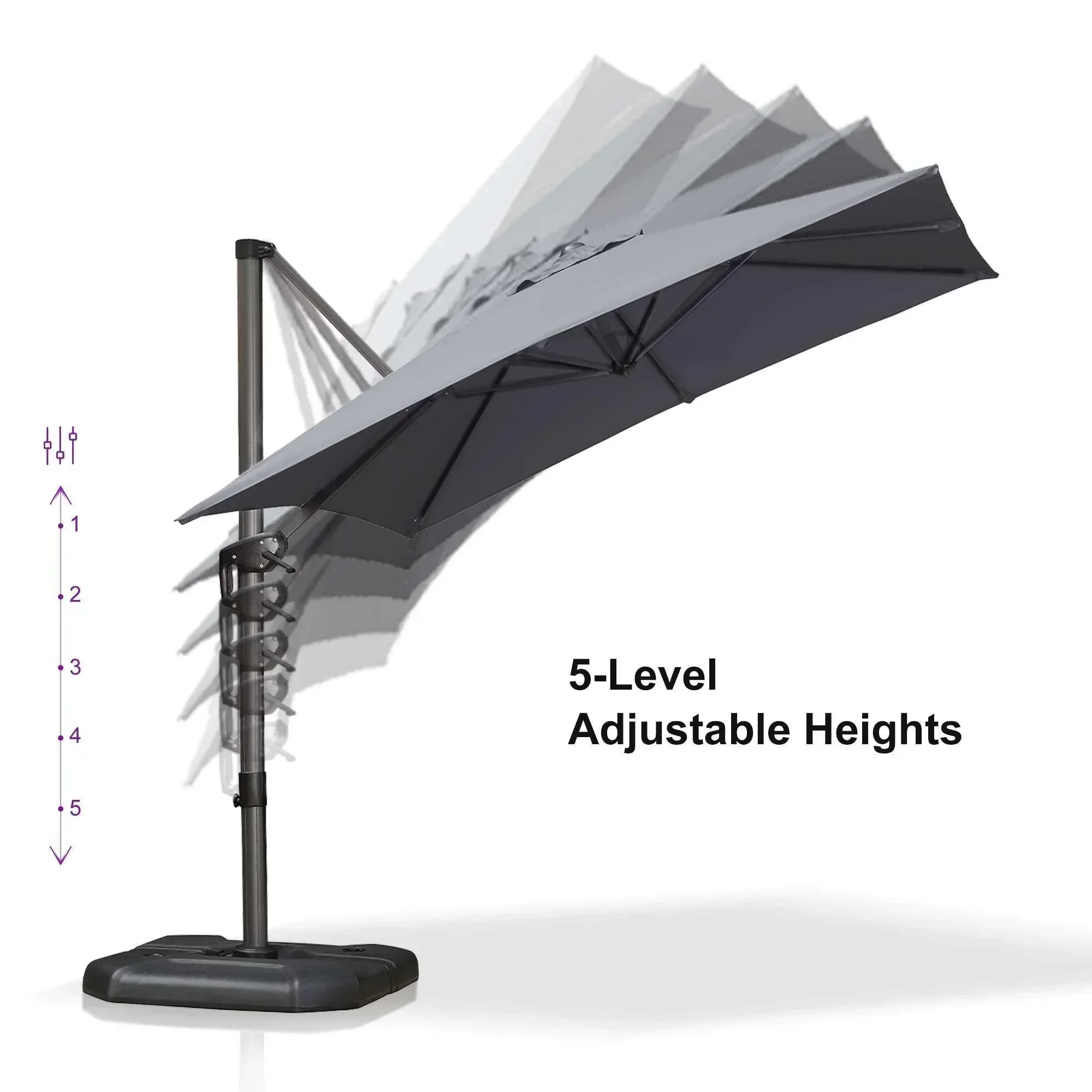 PURPLE LEAF Patio Outdoor Large Umbrella Square and Rectangular Cantilever Yard Sun Umbrellas - Image 90