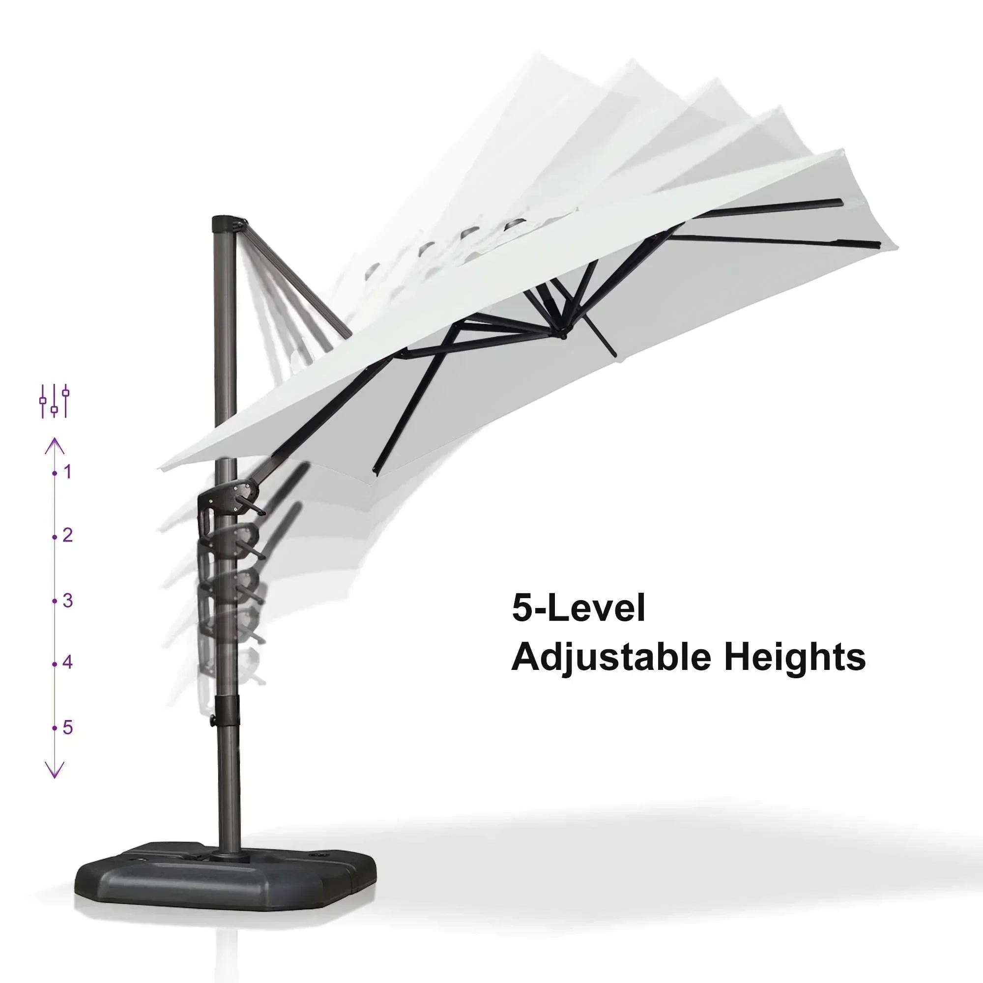 PURPLE LEAF Patio Outdoor Large Umbrella Square and Rectangular Cantilever Yard Sun Umbrellas - Image 92