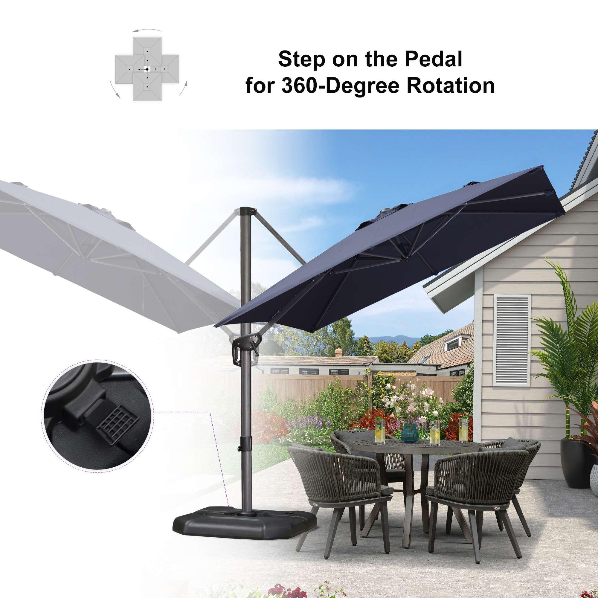 PURPLE LEAF Patio Outdoor Large Umbrella Square and Rectangular Cantilever Yard Sun Umbrellas - Image 97