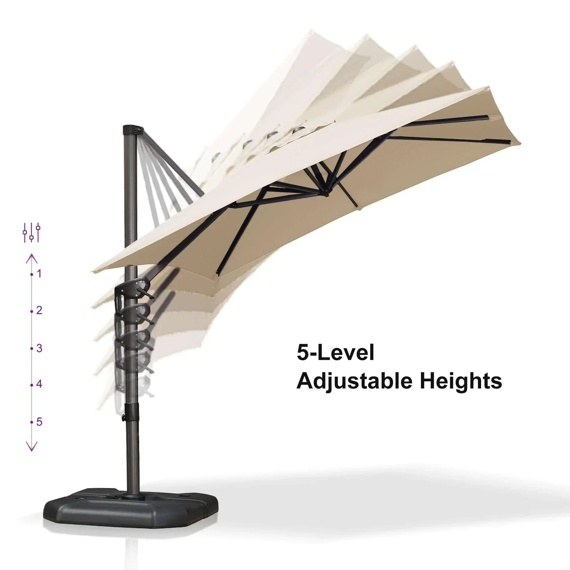 PURPLE LEAF Patio Outdoor Large Umbrella Square and Rectangular Cantilever Yard Sun Umbrellas - Image 101