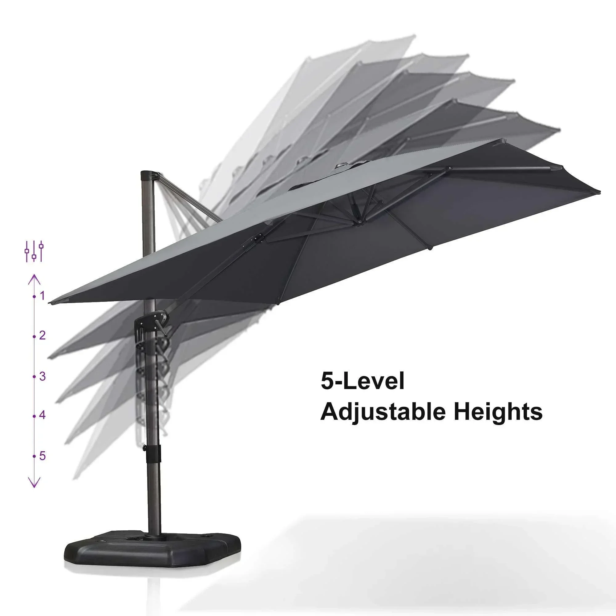 PURPLE LEAF Patio Outdoor Large Umbrella Square and Rectangular Cantilever Yard Sun Umbrellas - Image 102