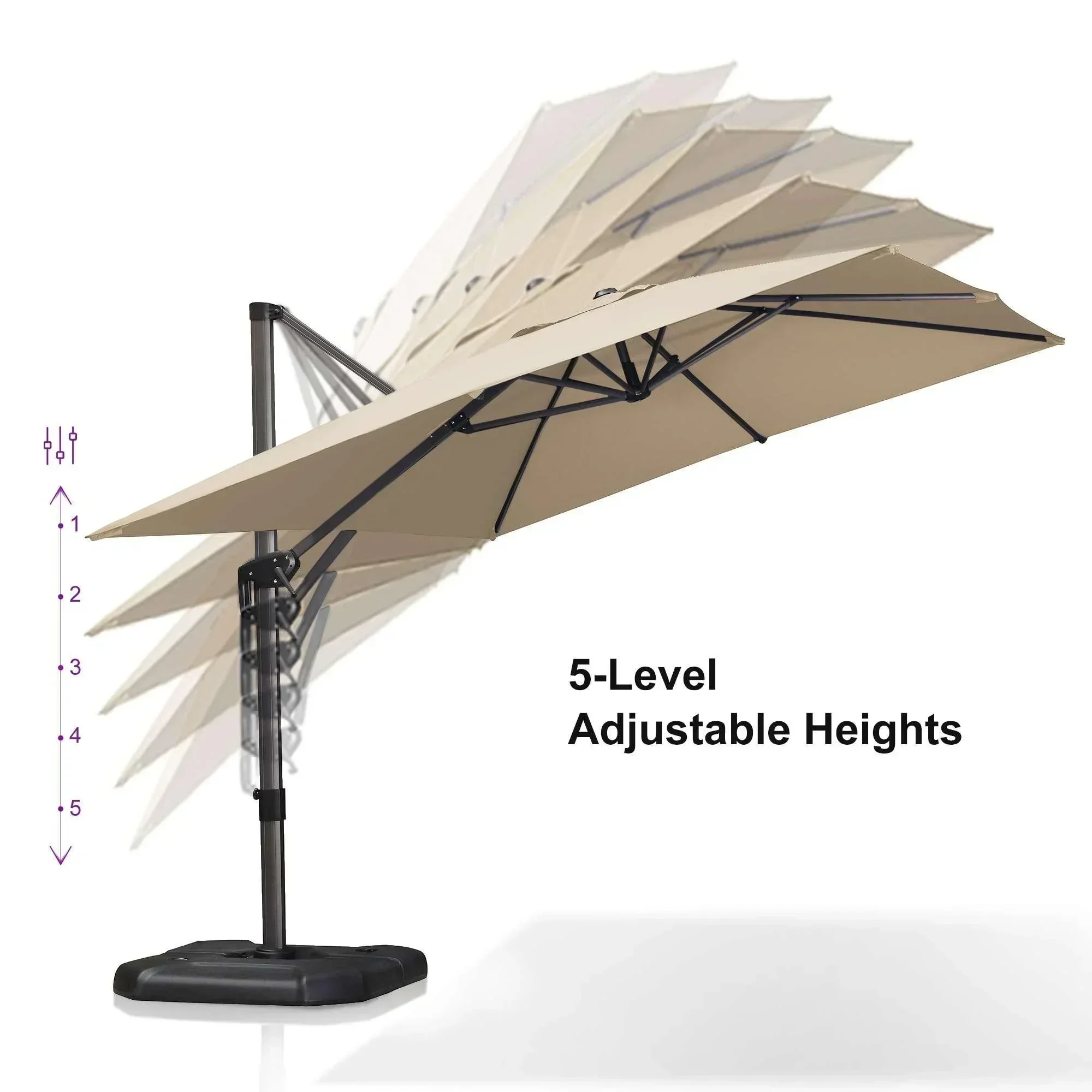 PURPLE LEAF Patio Outdoor Large Umbrella Square and Rectangular Cantilever Yard Sun Umbrellas - Image 107