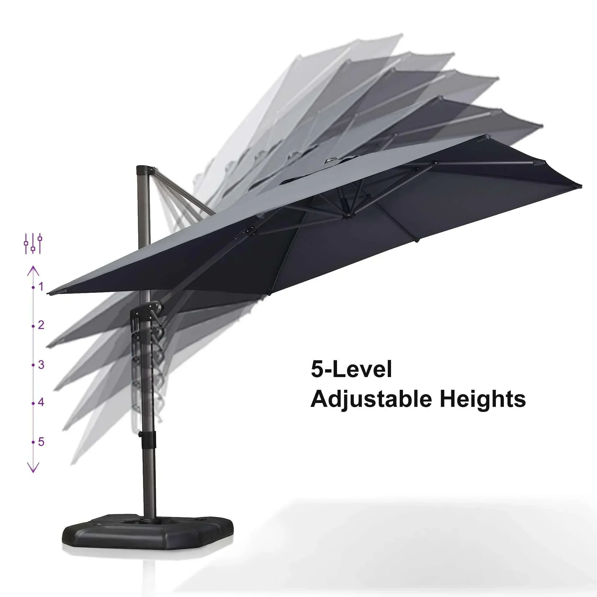 PURPLE LEAF Patio Outdoor Large Umbrella Square and Rectangular Cantilever Yard Sun Umbrellas - Image 109