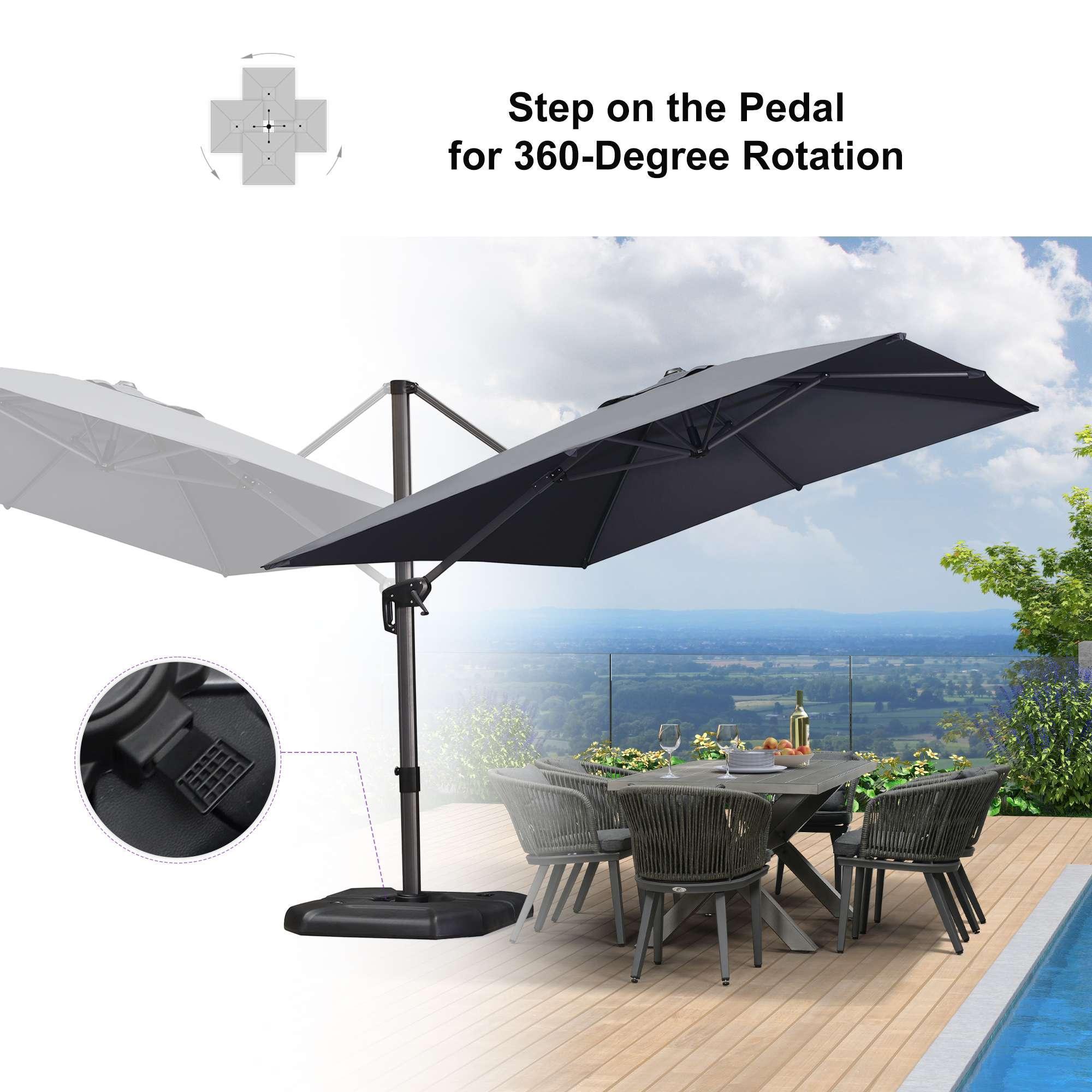 PURPLE LEAF Patio Outdoor Large Umbrella Square and Rectangular Cantilever Yard Sun Umbrellas - Image 110