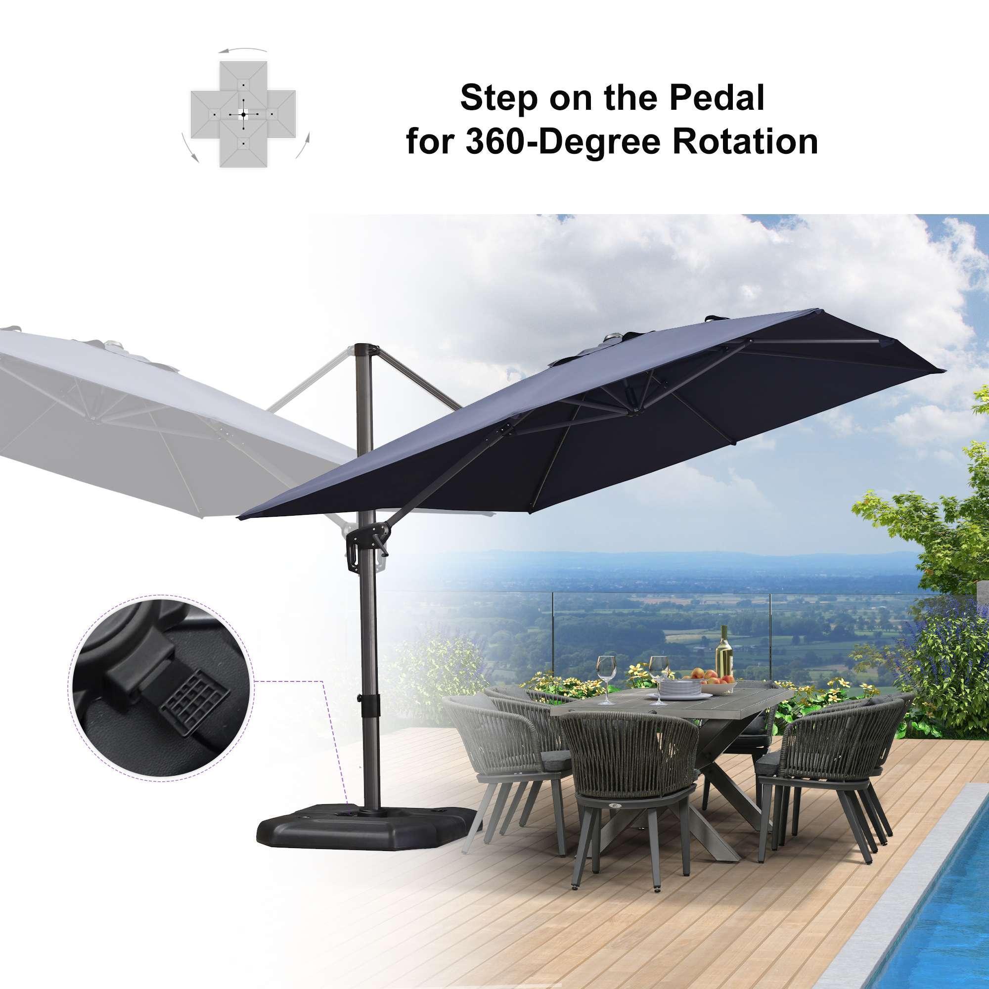 PURPLE LEAF Patio Outdoor Large Umbrella Square and Rectangular Cantilever Yard Sun Umbrellas - Image 112