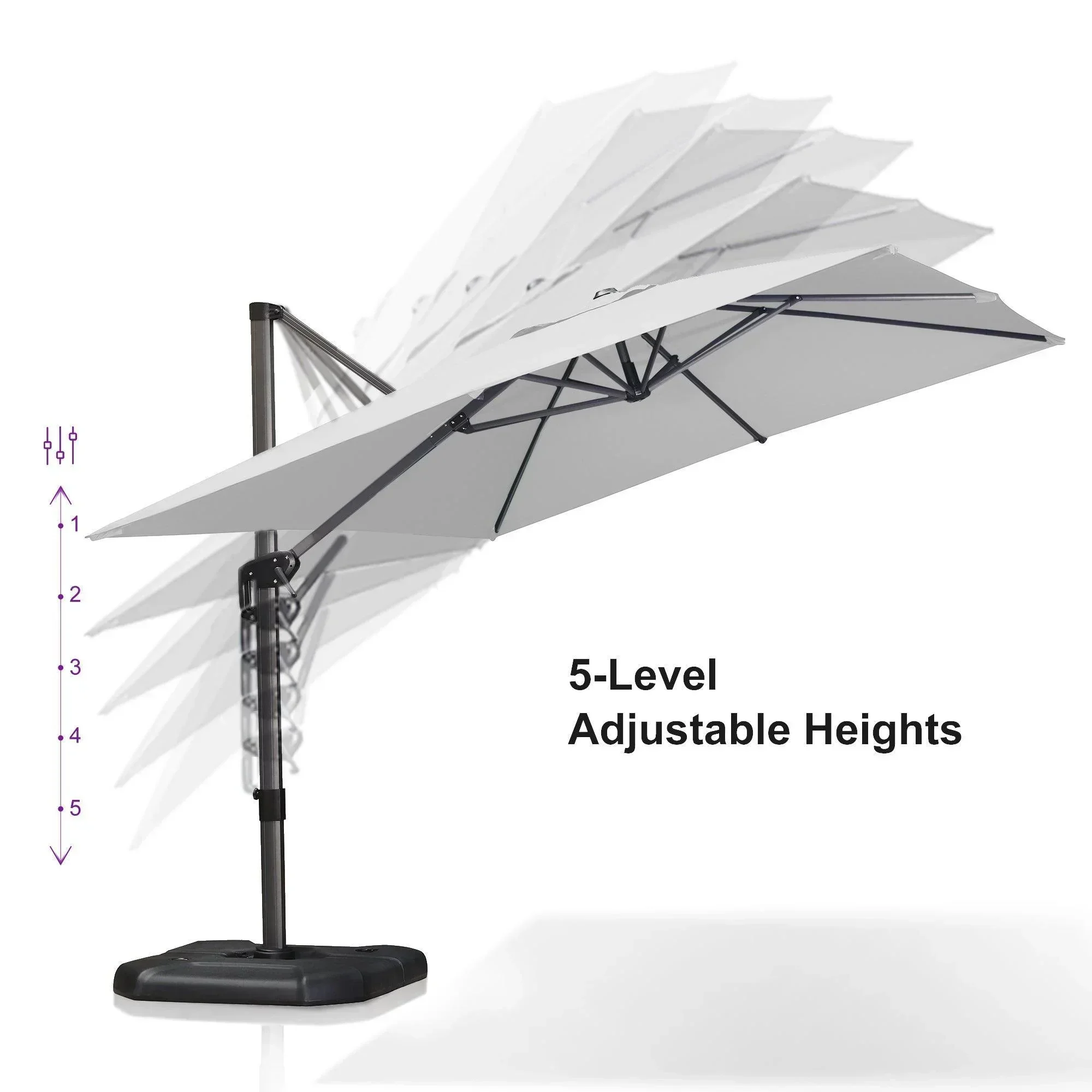 PURPLE LEAF Patio Outdoor Large Umbrella Square and Rectangular Cantilever Yard Sun Umbrellas - Image 113