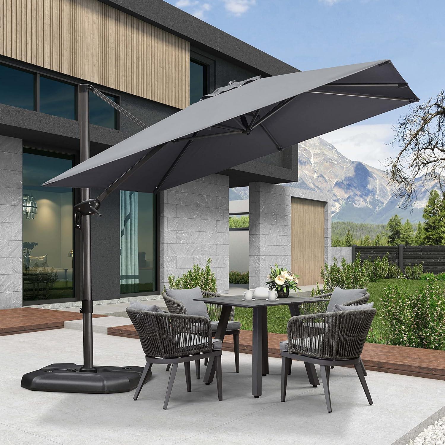 PURPLE LEAF Patio Outdoor Large Umbrella Square and Rectangular Cantilever Yard Sun Umbrellas - Image 31