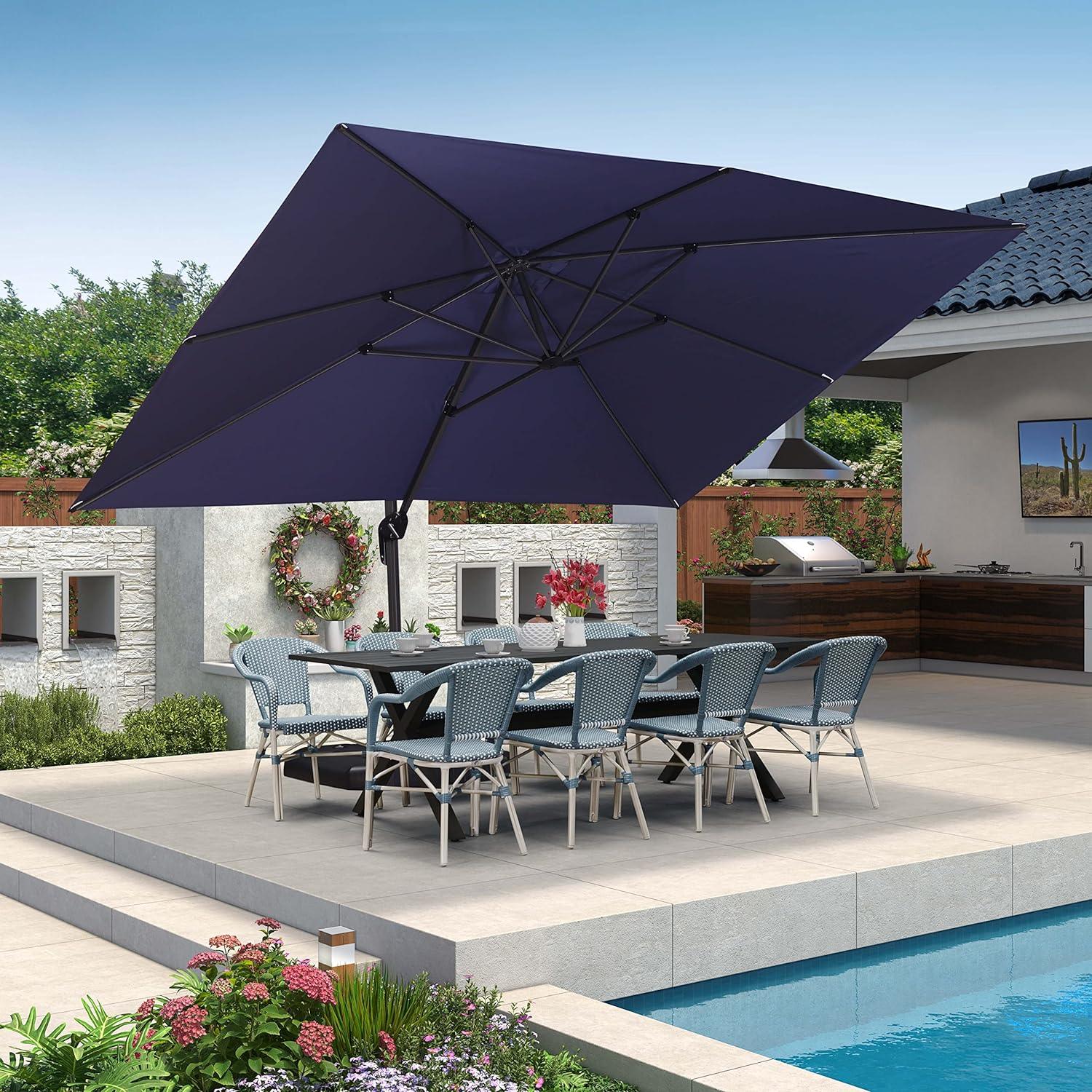 PURPLE LEAF Patio Outdoor Large Umbrella Square and Rectangular Cantilever Yard Sun Umbrellas - Image 33