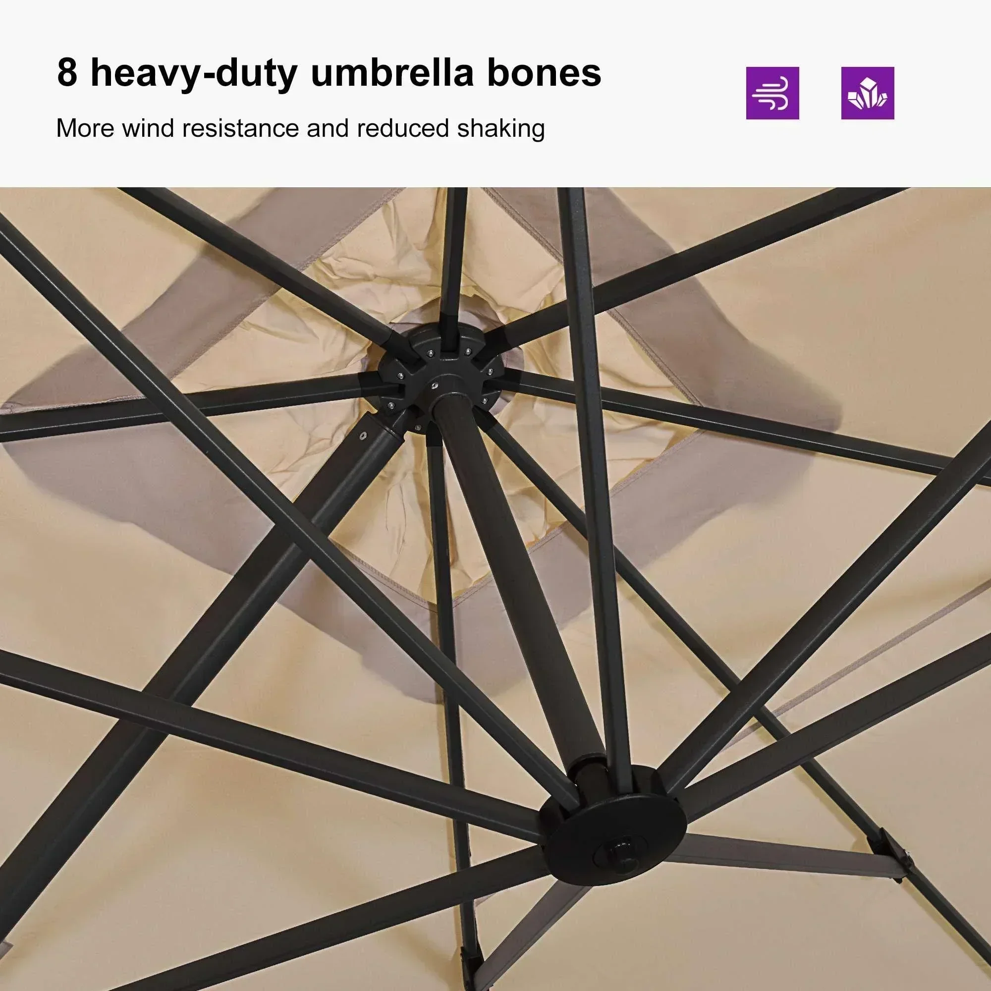 PURPLE LEAF Patio Outdoor Large Umbrella Square and Rectangular Cantilever Yard Sun Umbrellas - Image 6