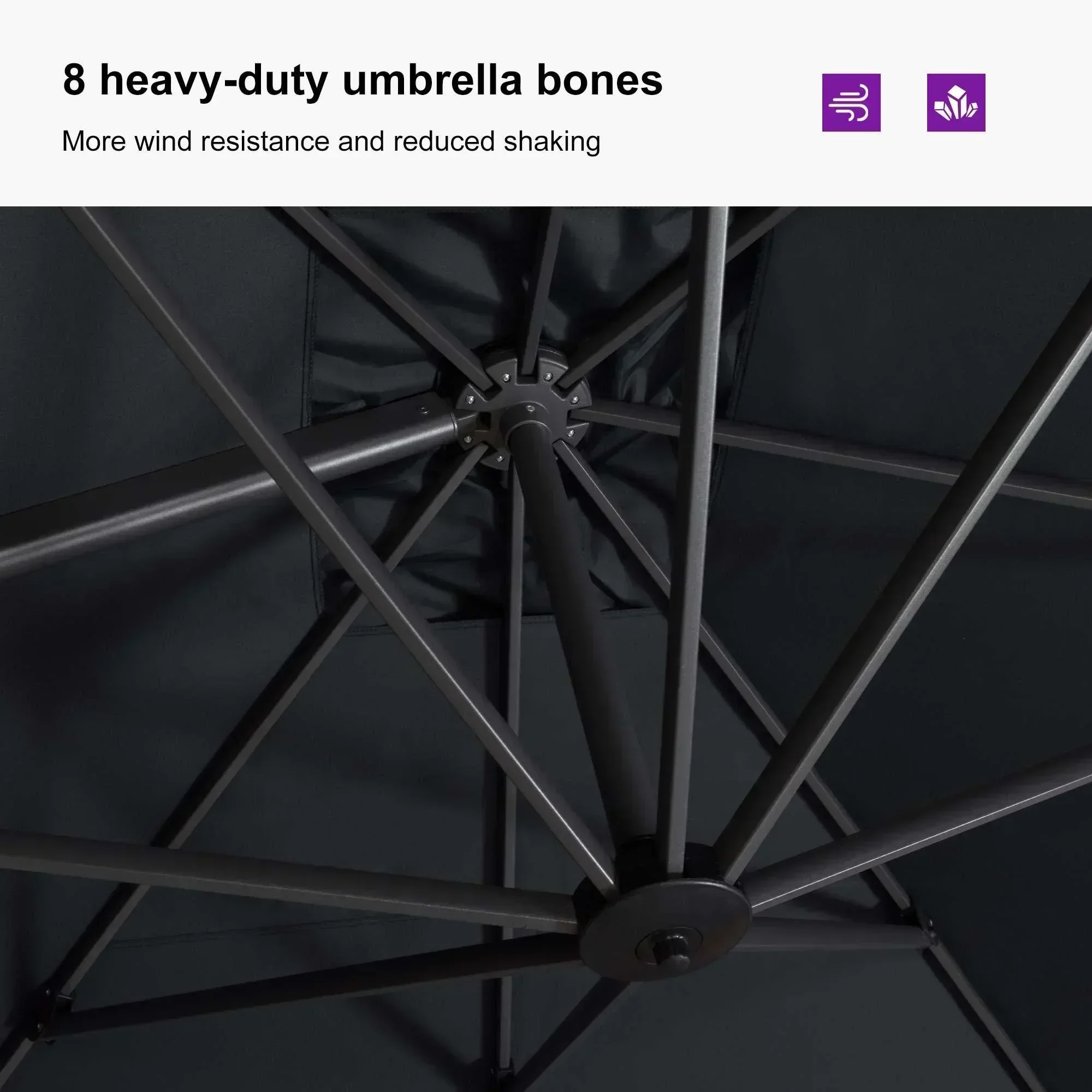 PURPLE LEAF Patio Outdoor Large Umbrella Square and Rectangular Cantilever Yard Sun Umbrellas - Image 49