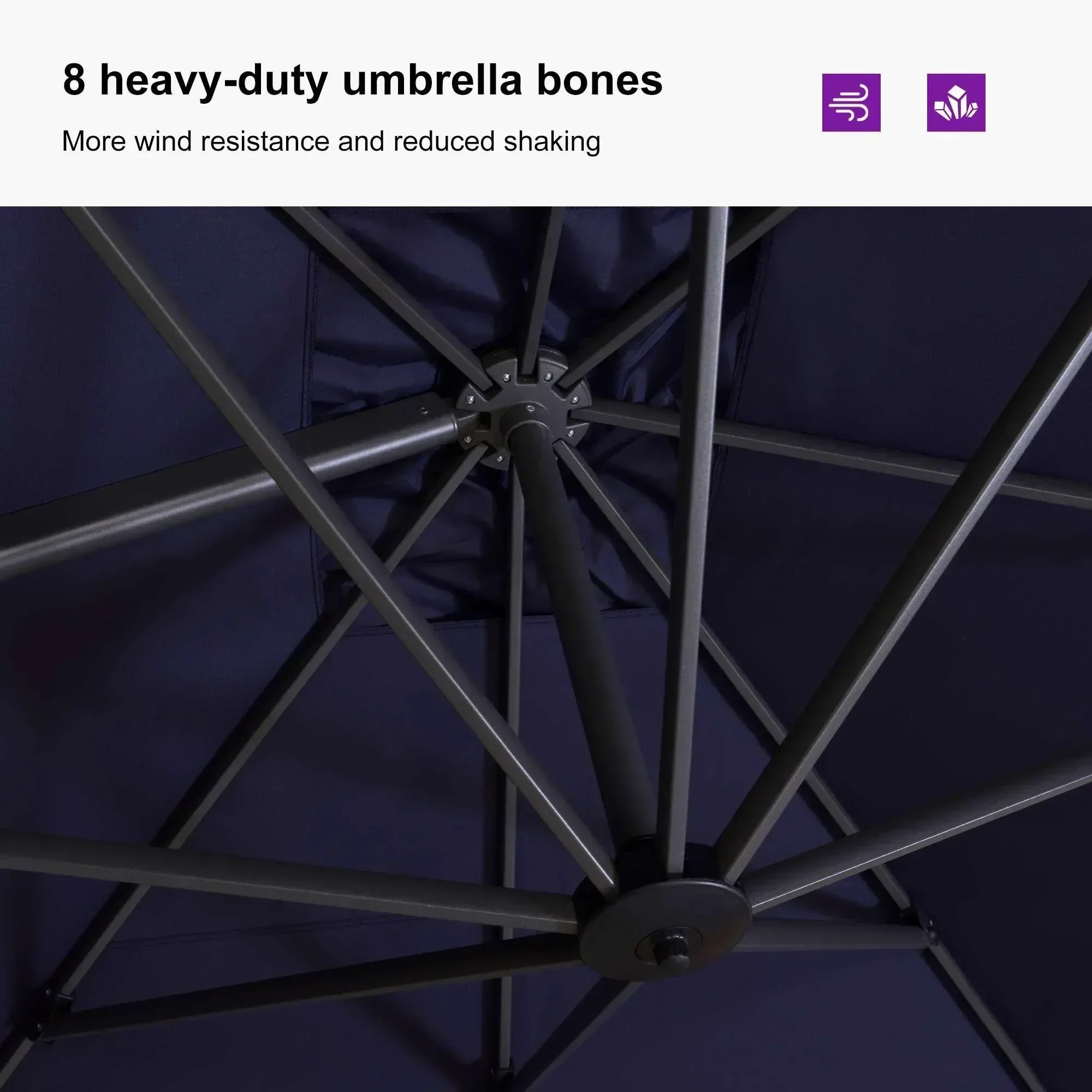 PURPLE LEAF Patio Outdoor Large Umbrella Square and Rectangular Cantilever Yard Sun Umbrellas - Image 53