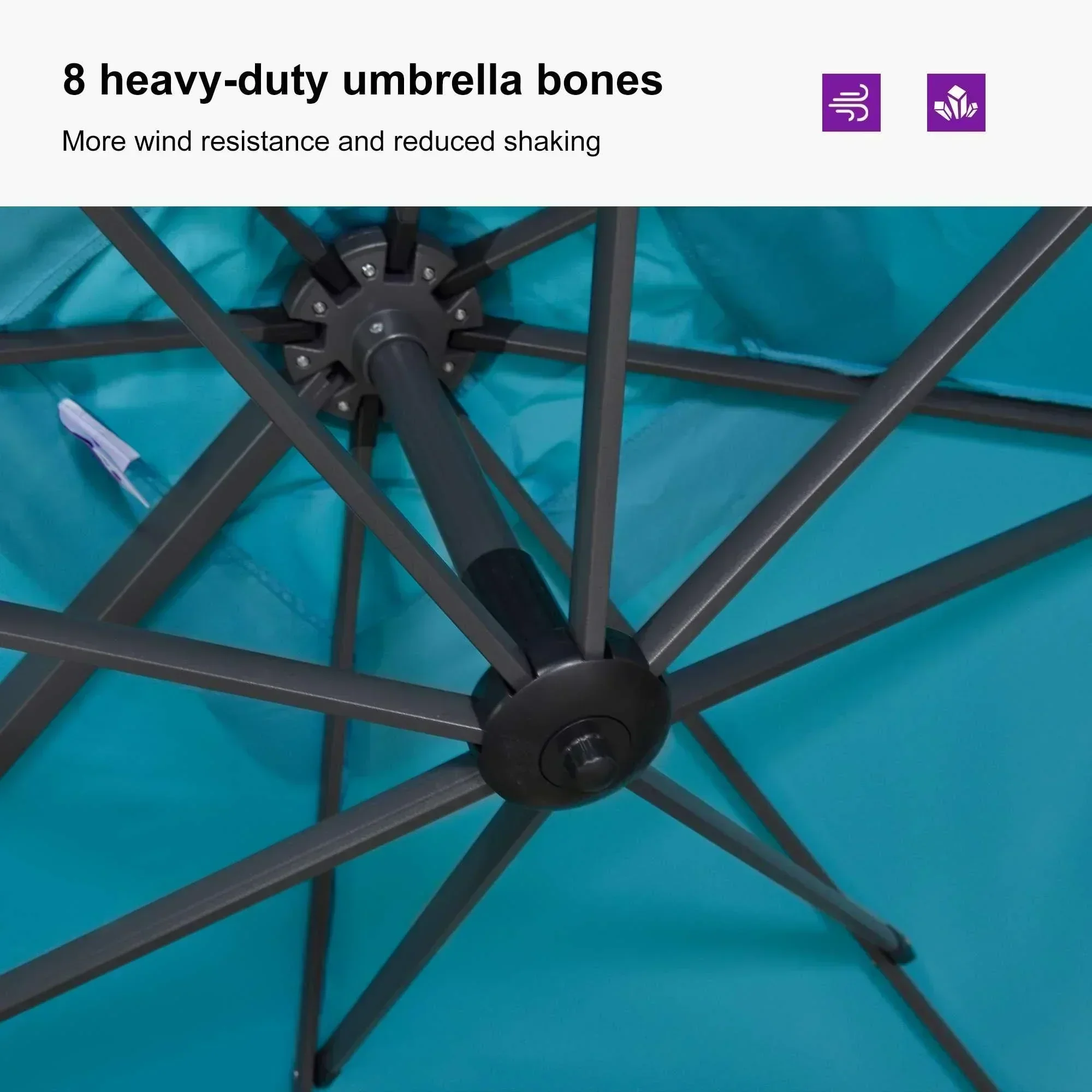 PURPLE LEAF Patio Outdoor Large Umbrella Square and Rectangular Cantilever Yard Sun Umbrellas - Image 54