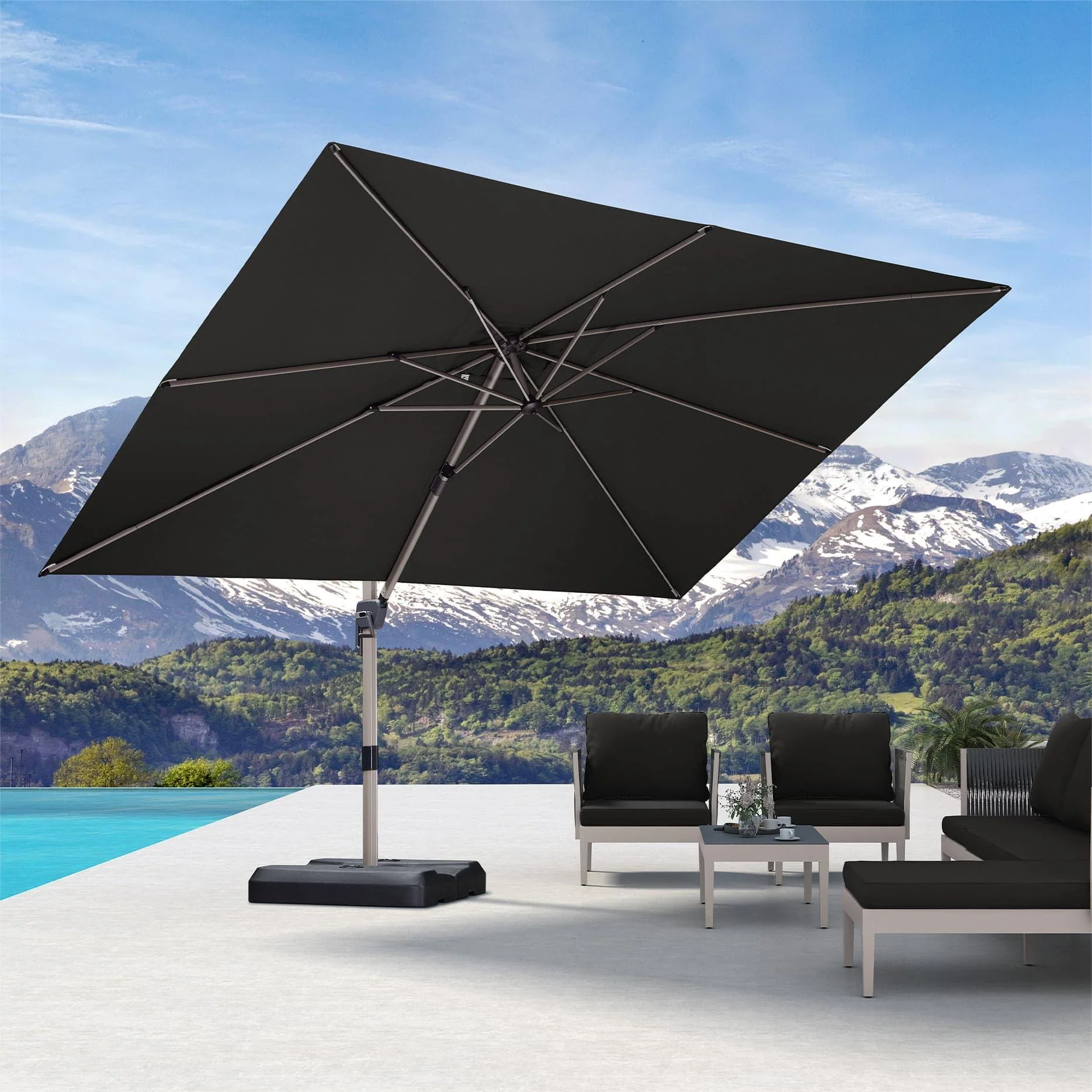 PURPLE LEAF Hailar Deluxe Outdoor Patio Umbrella Aluminum Cantilever Umbrellas - Image 93