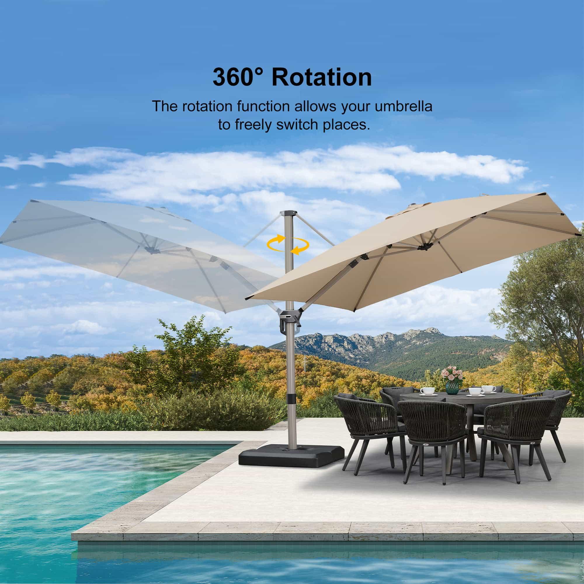 PURPLE LEAF Hailar Deluxe Outdoor Patio Umbrella Aluminum Cantilever Umbrellas - Image 105