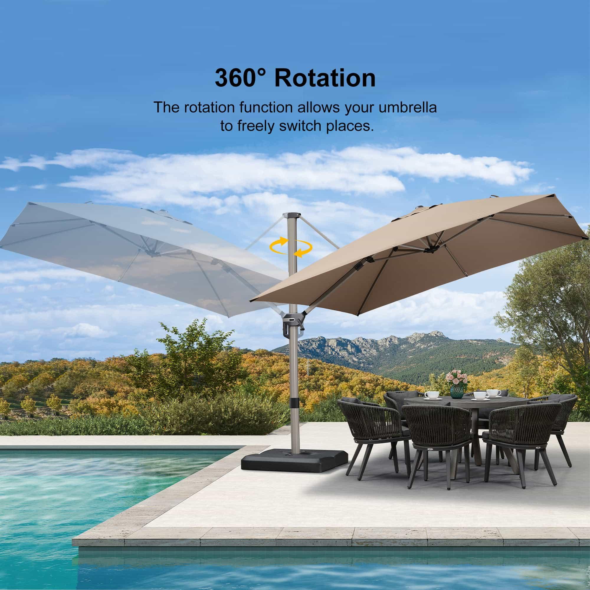 PURPLE LEAF Hailar Deluxe Outdoor Patio Umbrella Aluminum Cantilever Umbrellas - Image 108