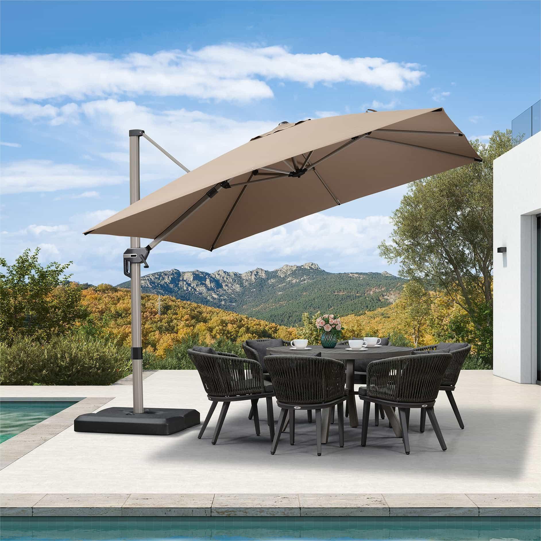 PURPLE LEAF Hailar Deluxe Outdoor Patio Umbrella Aluminum Cantilever Umbrellas - Image 109