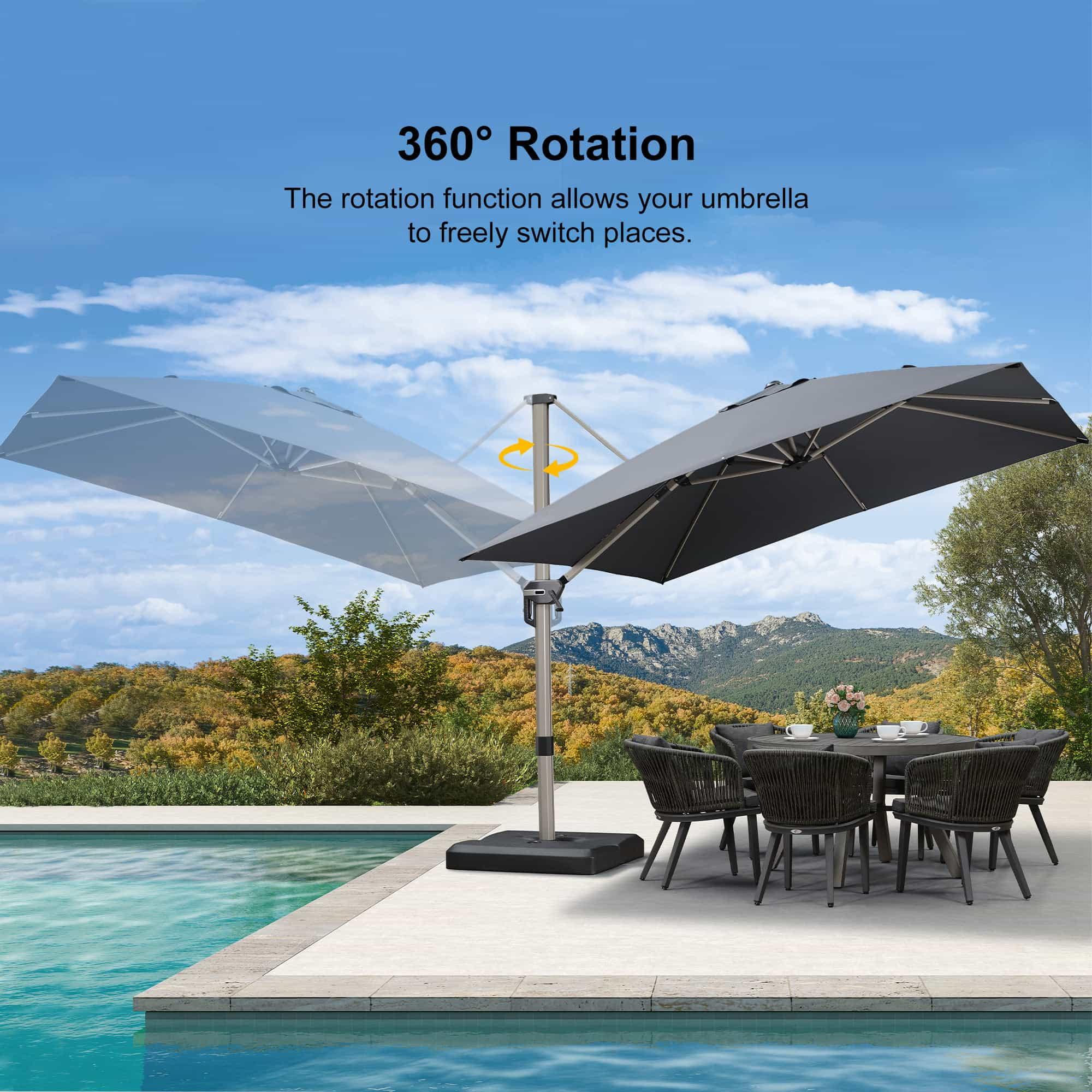 PURPLE LEAF Hailar Deluxe Outdoor Patio Umbrella Aluminum Cantilever Umbrellas - Image 113