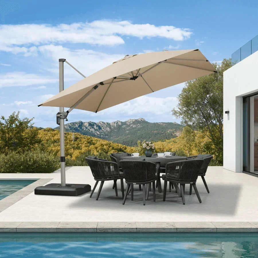 PURPLE LEAF Hailar Deluxe Outdoor Patio Umbrella Aluminum Cantilever Umbrellas - Image 115