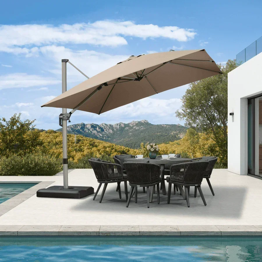 PURPLE LEAF Hailar Deluxe Outdoor Patio Umbrella Aluminum Cantilever Umbrellas - Image 117
