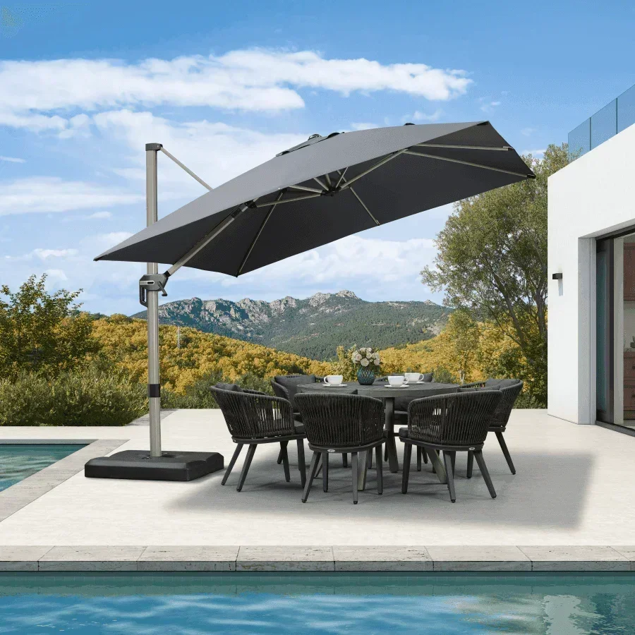 PURPLE LEAF Hailar Deluxe Outdoor Patio Umbrella Aluminum Cantilever Umbrellas - Image 18
