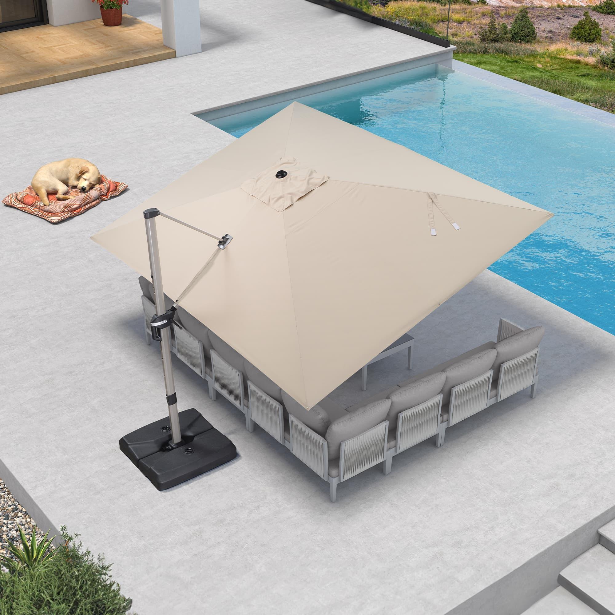 PURPLE LEAF Hailar Deluxe Outdoor Patio Umbrella Aluminum Cantilever Umbrellas - Image 122