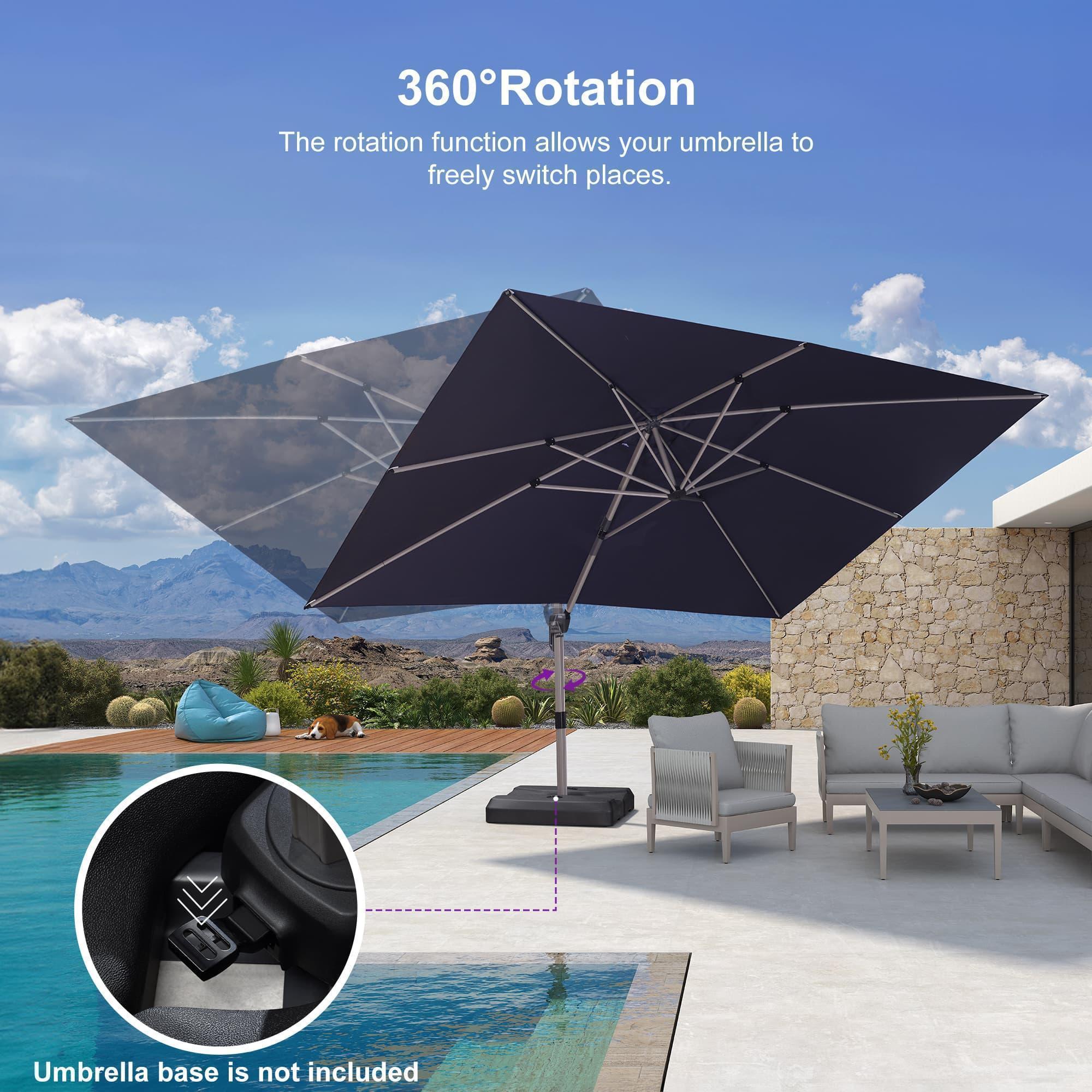 PURPLE LEAF Hailar Deluxe Outdoor Patio Umbrella Aluminum Cantilever Umbrellas - Image 133