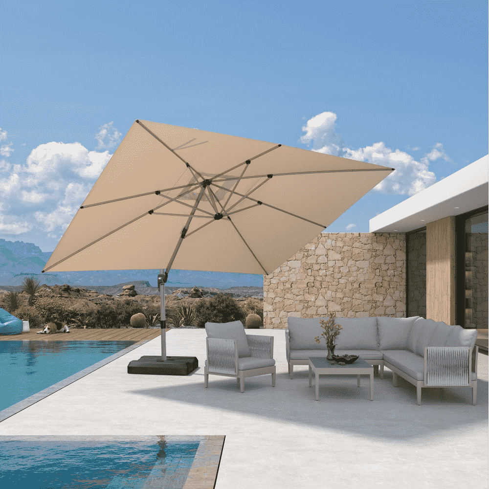PURPLE LEAF Hailar Deluxe Outdoor Patio Umbrella Aluminum Cantilever Umbrellas - Image 16