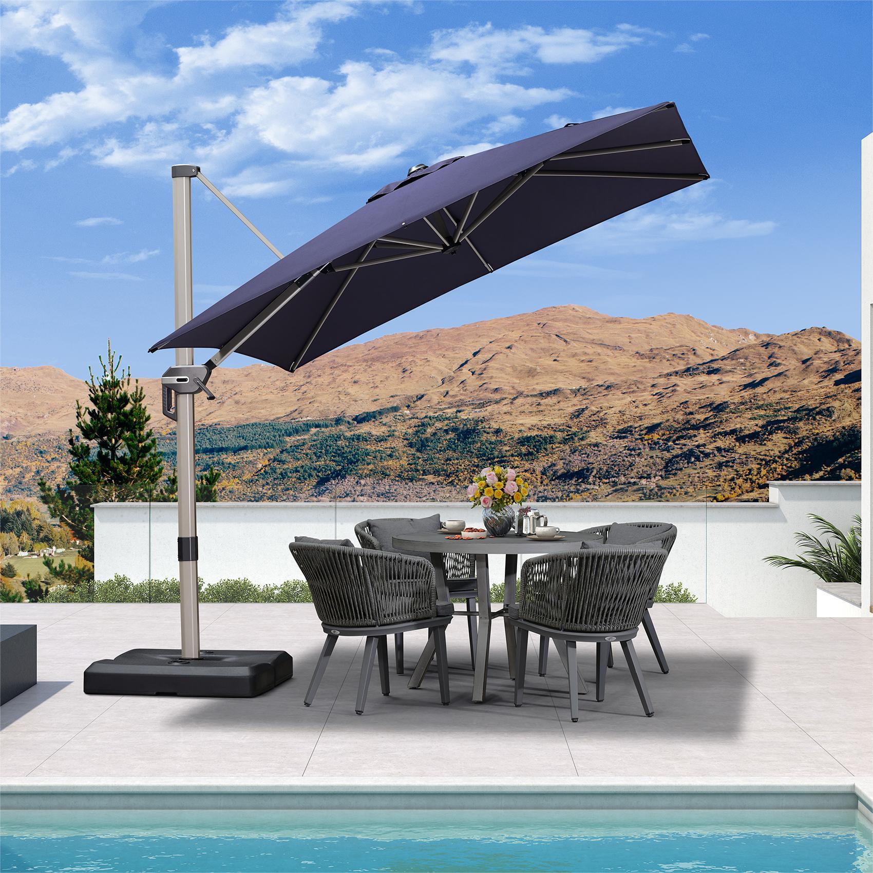 PURPLE LEAF Hailar Deluxe Outdoor Patio Umbrella Aluminum Cantilever Umbrellas - Image 67