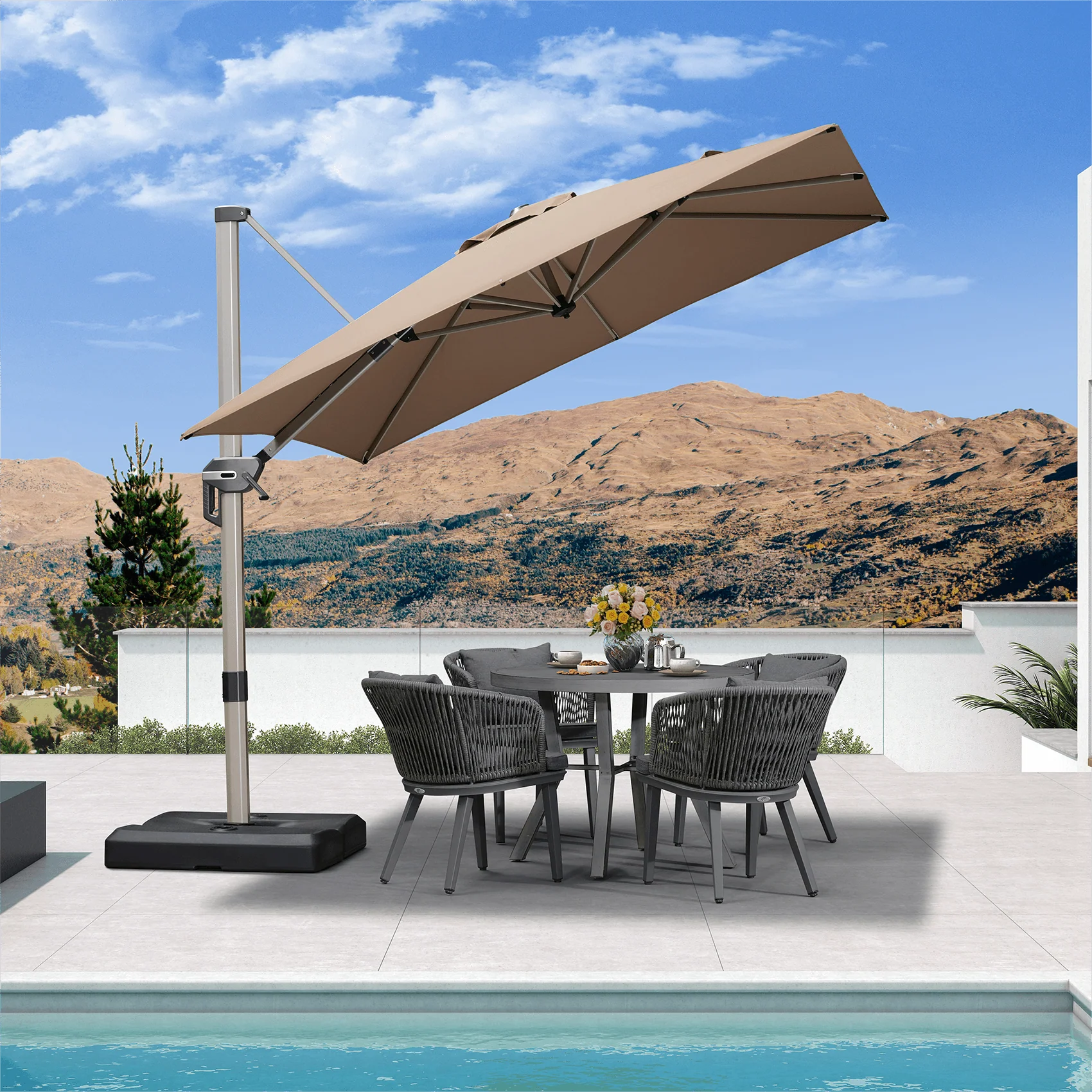 PURPLE LEAF Hailar Deluxe Outdoor Patio Umbrella Aluminum Cantilever Umbrellas - Image 70