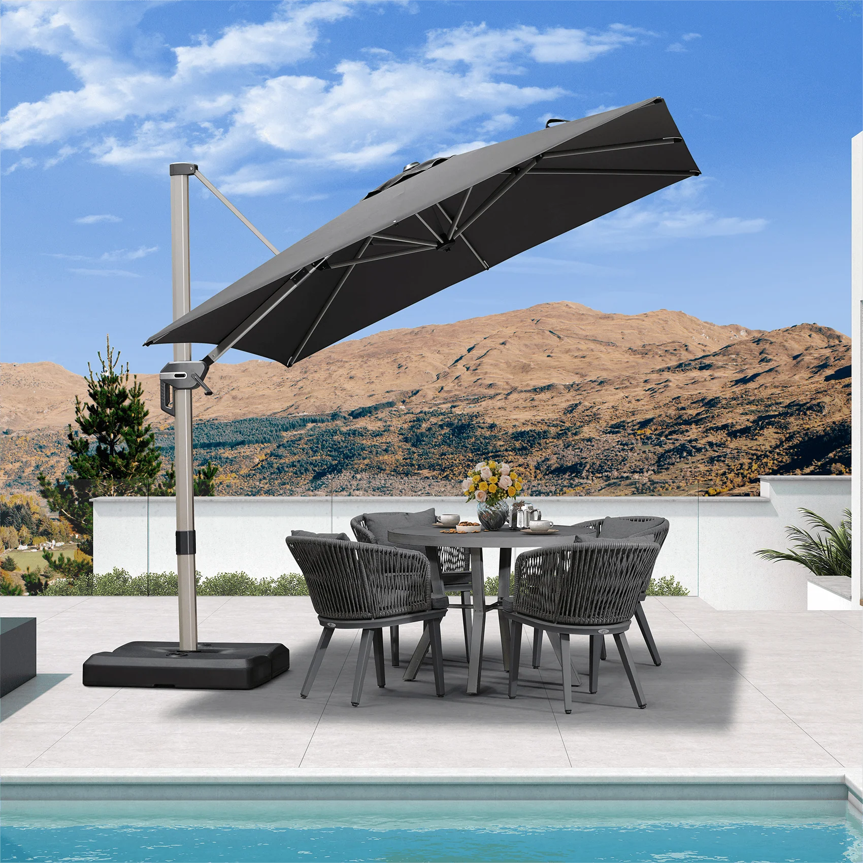 PURPLE LEAF Hailar Deluxe Outdoor Patio Umbrella Aluminum Cantilever Umbrellas - Image 71