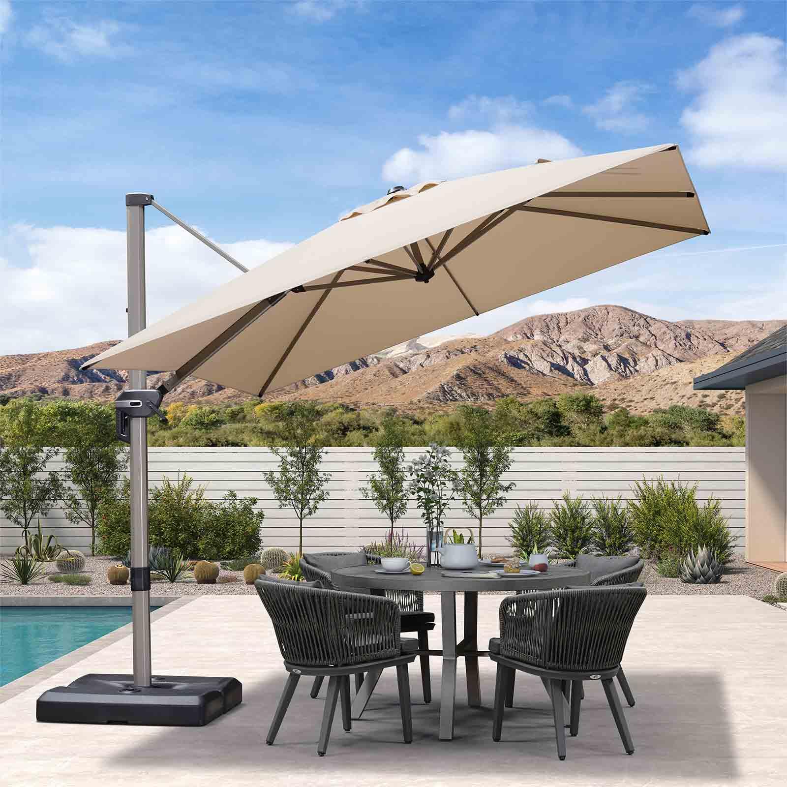 PURPLE LEAF Hailar Deluxe Outdoor Patio Umbrella Aluminum Cantilever Umbrellas - Image 72