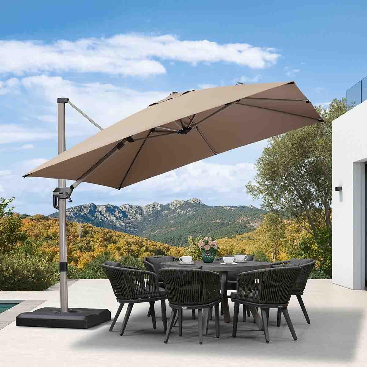 PURPLE LEAF Hailar Deluxe Outdoor Patio Umbrella Aluminum Cantilever Umbrellas - Image 83
