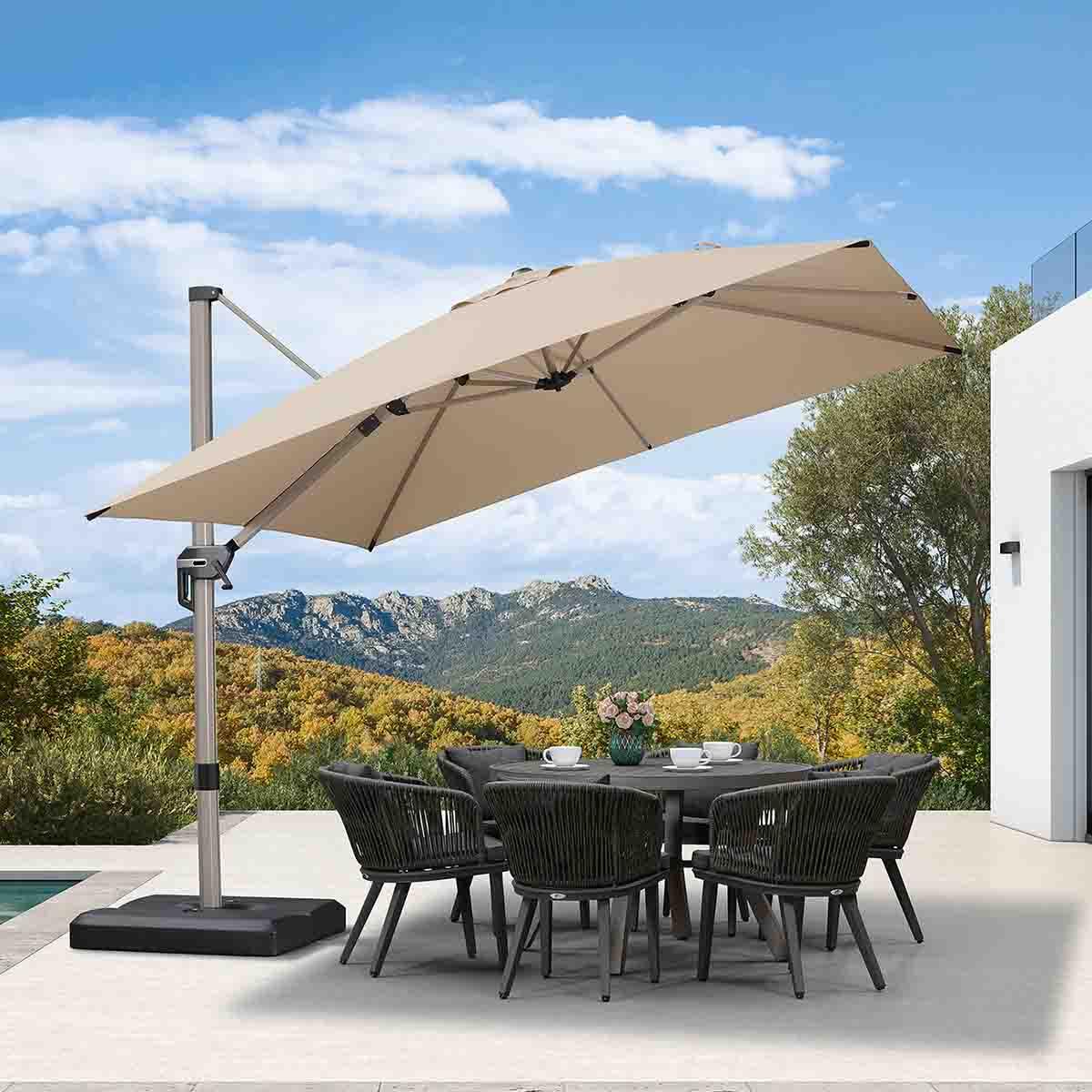 PURPLE LEAF Hailar Deluxe Outdoor Patio Umbrella Aluminum Cantilever Umbrellas - Image 84