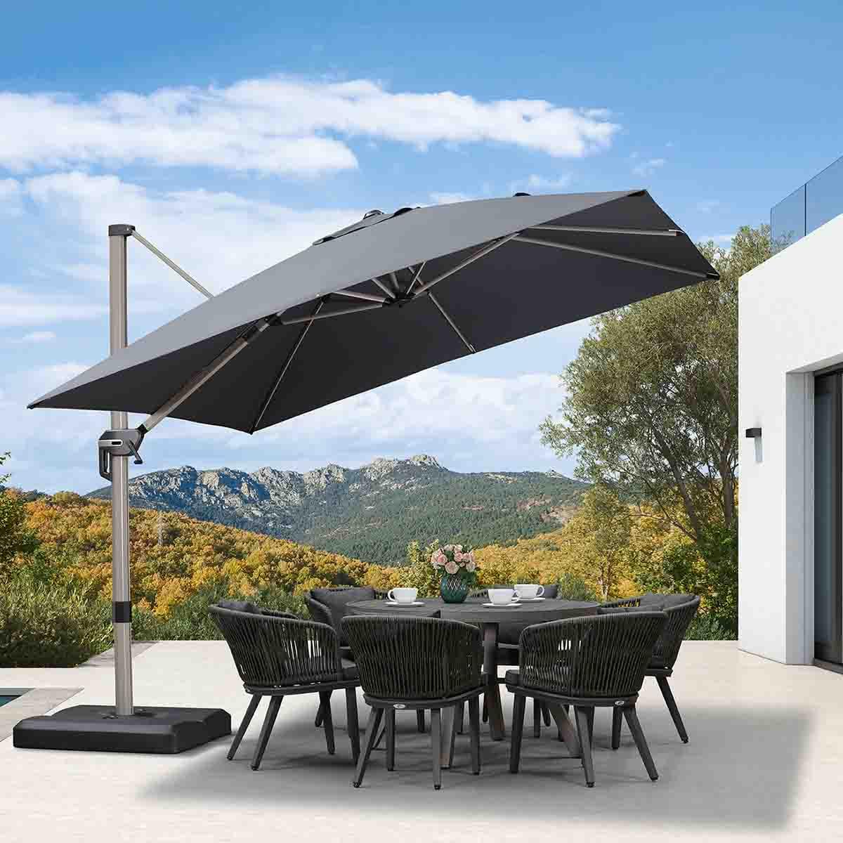 PURPLE LEAF Hailar Deluxe Outdoor Patio Umbrella Aluminum Cantilever Umbrellas - Image 86