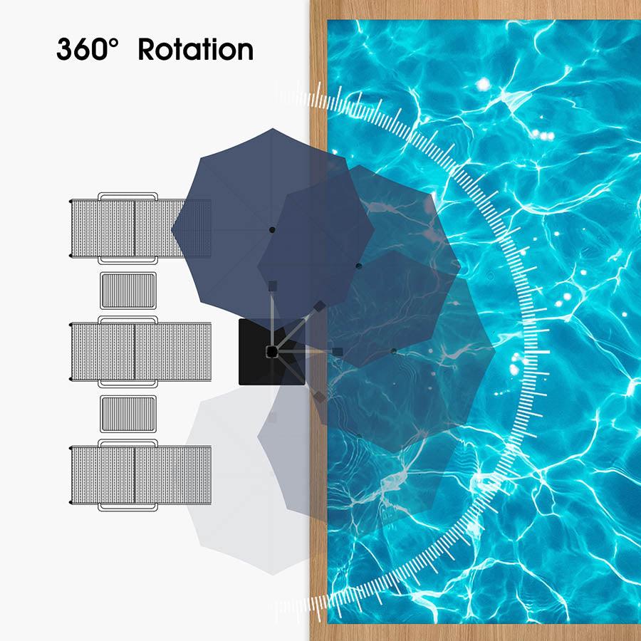 PURPLE LEAF Round Cantilever Patio Umbrella Heavy Duty Umbrella for Porch Garden Pool - Image 81