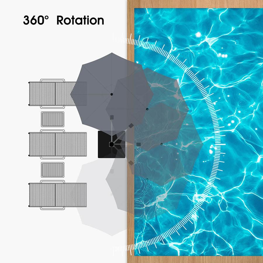 PURPLE LEAF Round Cantilever Patio Umbrella Heavy Duty Umbrella for Porch Garden Pool - Image 82