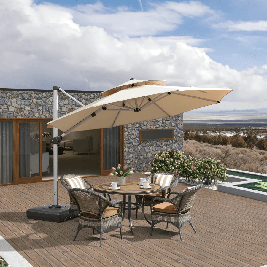 PURPLE LEAF Round Cantilever Patio Umbrella Heavy Duty Umbrella for Porch Garden Pool - Image 13