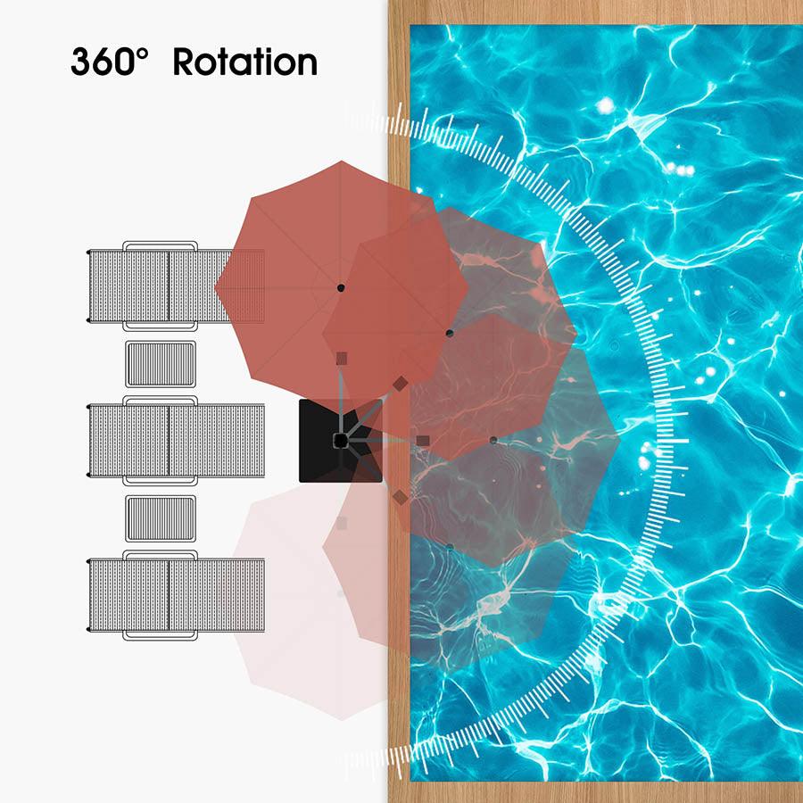 PURPLE LEAF Round Cantilever Patio Umbrella Heavy Duty Umbrella for Porch Garden Pool - Image 83