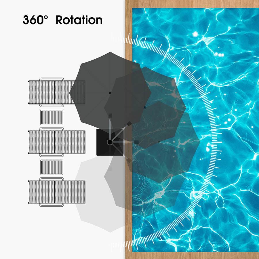 PURPLE LEAF Round Cantilever Patio Umbrella Heavy Duty Umbrella for Porch Garden Pool - Image 84