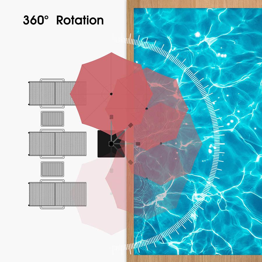 PURPLE LEAF Round Cantilever Patio Umbrella Heavy Duty Umbrella for Porch Garden Pool - Image 85