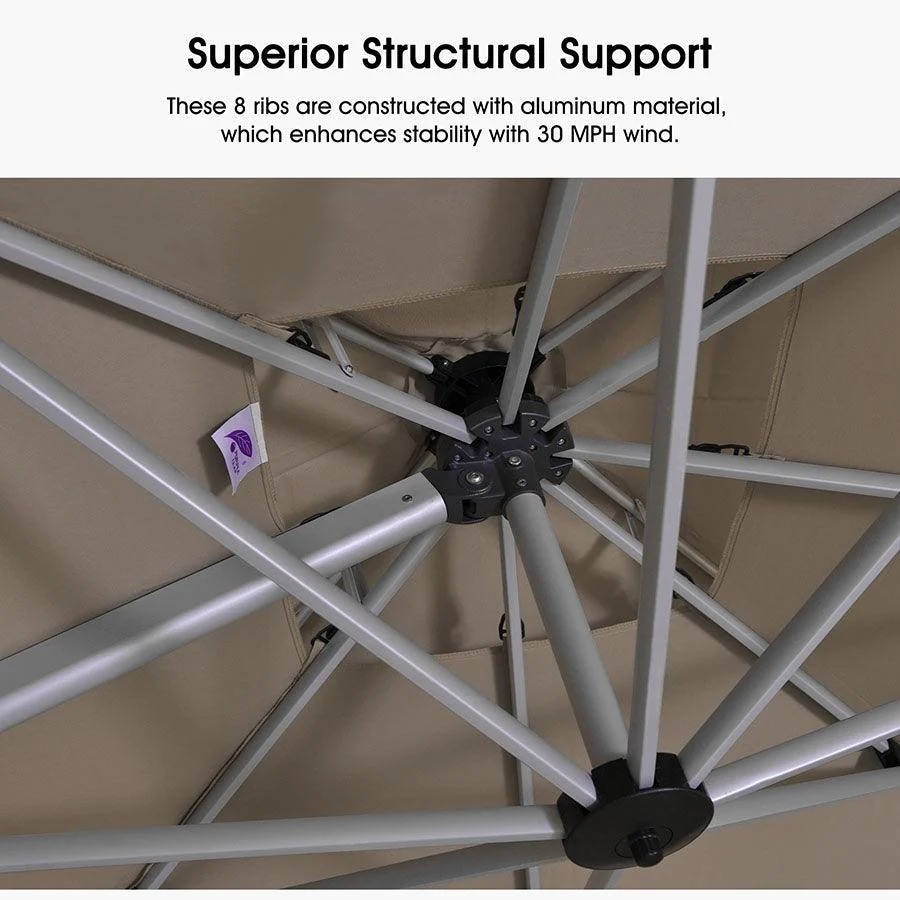 PURPLE LEAF Round Cantilever Patio Umbrella Heavy Duty Umbrella for Porch Garden Pool - Image 94