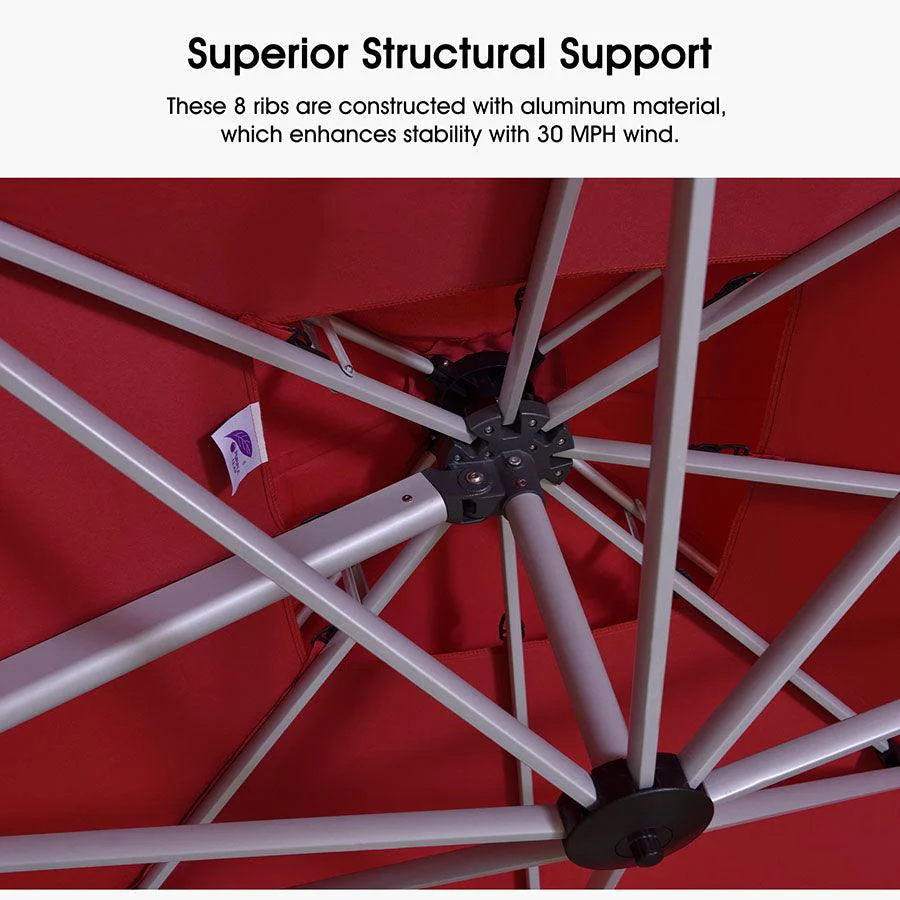 PURPLE LEAF Round Cantilever Patio Umbrella Heavy Duty Umbrella for Porch Garden Pool - Image 95