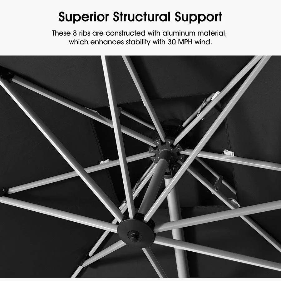 PURPLE LEAF Round Cantilever Patio Umbrella Heavy Duty Umbrella for Porch Garden Pool - Image 97