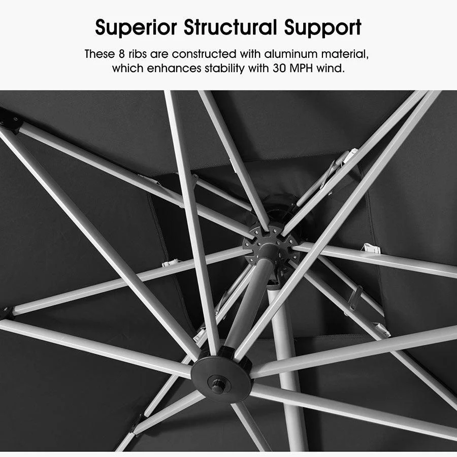 PURPLE LEAF Round Cantilever Patio Umbrella Heavy Duty Umbrella for Porch Garden Pool - Image 98