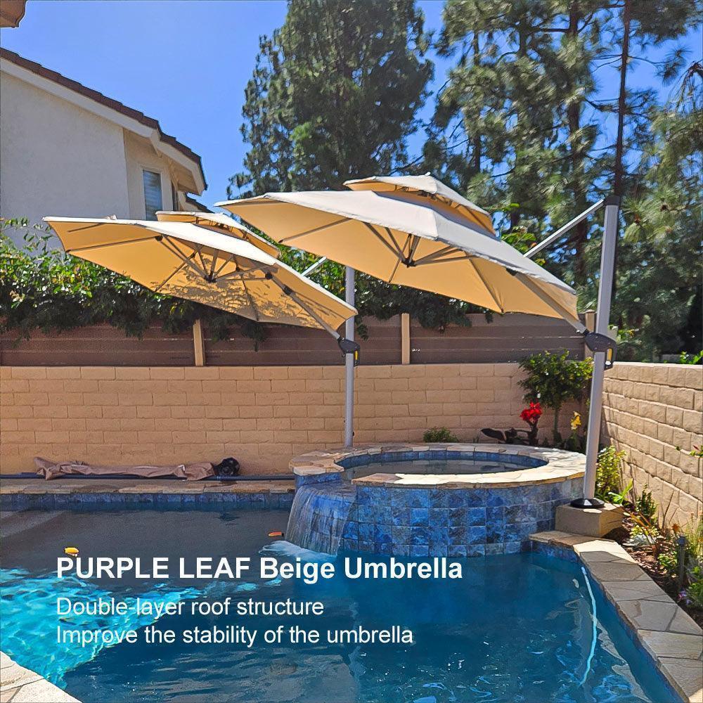 PURPLE LEAF Round Cantilever Patio Umbrella Heavy Duty Umbrella for Porch Garden Pool - Image 104
