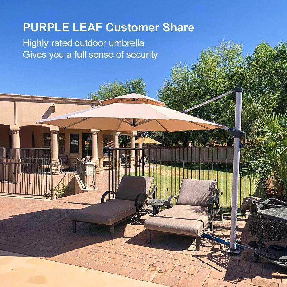 PURPLE LEAF Round Cantilever Patio Umbrella Heavy Duty Umbrella for Porch Garden Pool - Image 105