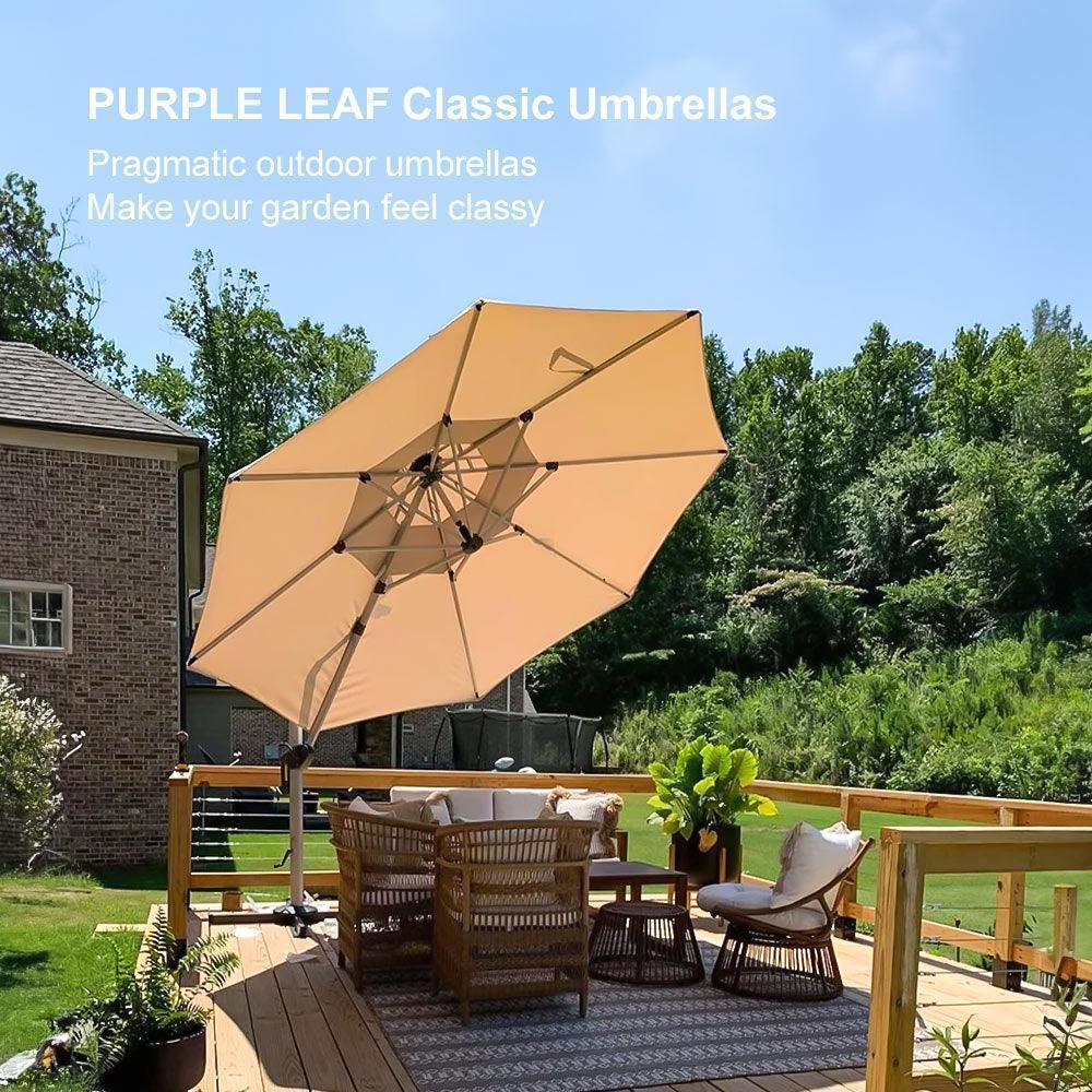 PURPLE LEAF Round Cantilever Patio Umbrella Heavy Duty Umbrella for Porch Garden Pool - Image 106