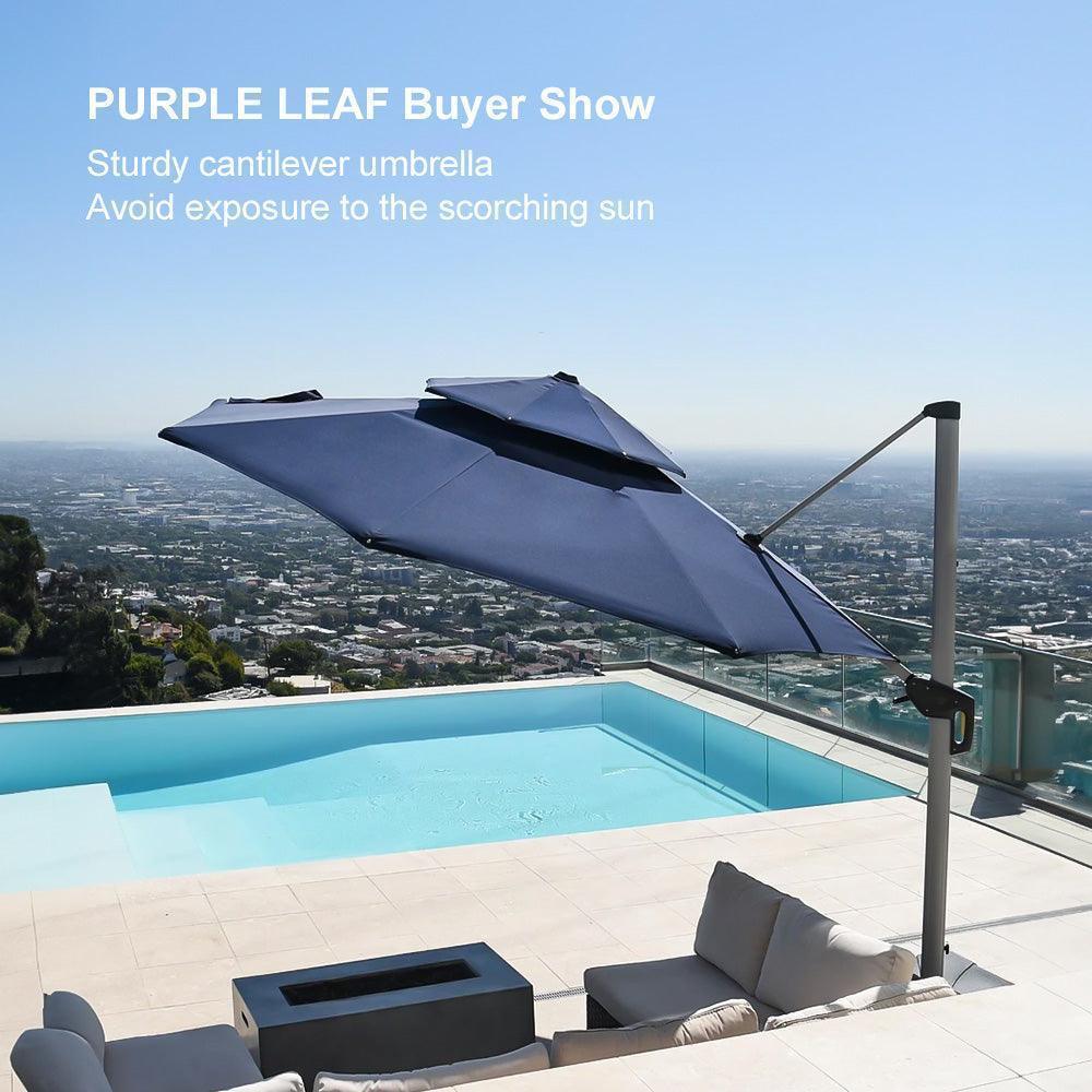 PURPLE LEAF Round Cantilever Patio Umbrella Heavy Duty Umbrella for Porch Garden Pool - Image 107