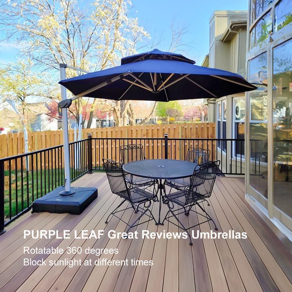 PURPLE LEAF Round Cantilever Patio Umbrella Heavy Duty Umbrella for Porch Garden Pool - Image 108